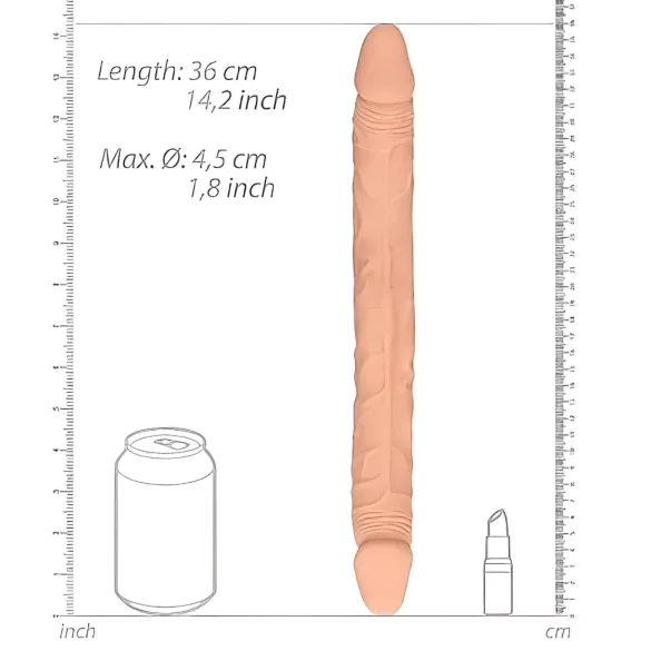 RealRock - doppio dildo realistico 36 cm - colore naturale