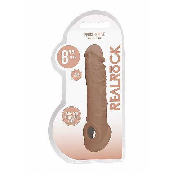 Fodera RealRock Effetto Pene allargante e allungante - Manicotto per pene (21cm) - Colore naturale scuro