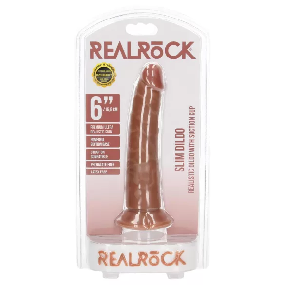 RealRock - dildo realistico slim 15,5 cm - colore naturale scuro