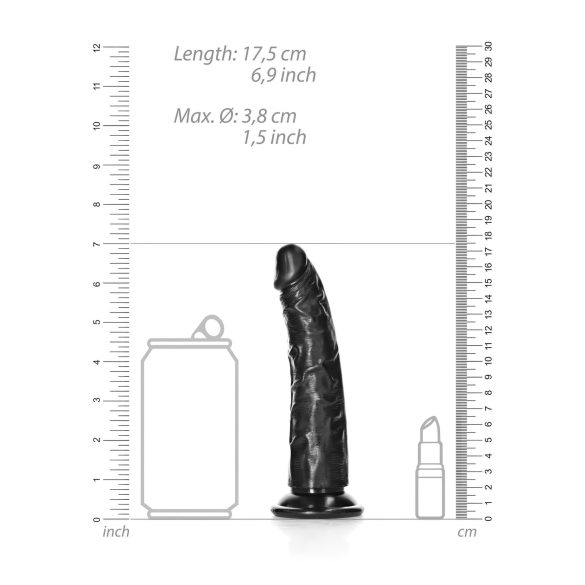 RealRock - dildo realistico slim - 15,5 cm - nero