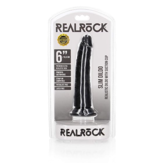 Dildo Realistico con Ventosa Slim RealRock - 15,5cm (Nero)