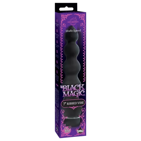 Doc Johnson - Black Magic 7 - rigido vibratore anale con 5 perle (nero)