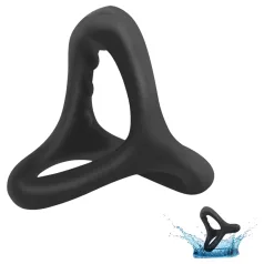  Anello per pene e scroto - superficie puntinata - silicone nero