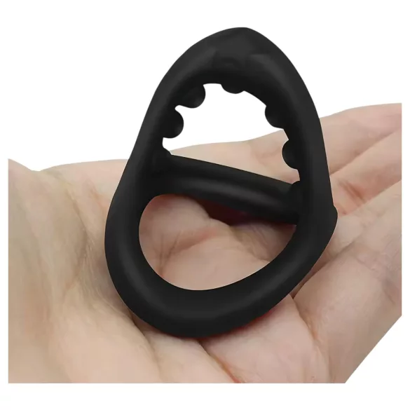 Anello per pene e scroto - superficie puntinata - silicone nero