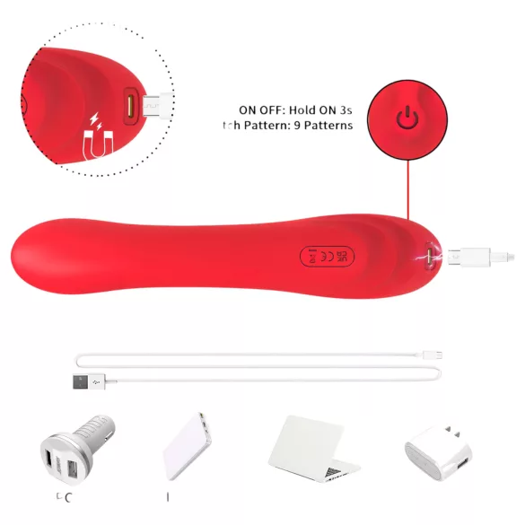 Bestoy - vibratore punto G con lingua - silicone rosso