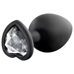   Temptasia M - plug anale cuore con pietra argento - misura media nera