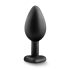 Temptasia M - plug anale cuore con pietre argentate (nero) - medio
