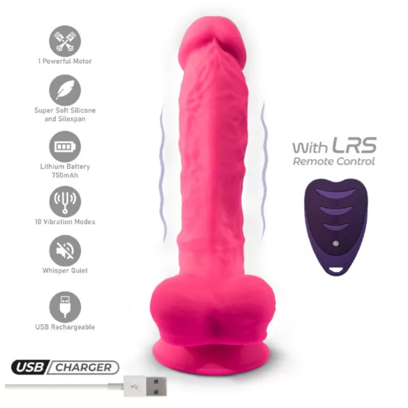 Silexd - vibratore realistico con testicoli e ventosa - telecomando - rosa