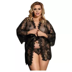 Subblime Queen Plus - set vestaglia in pizzo nero (XL-2XL)
