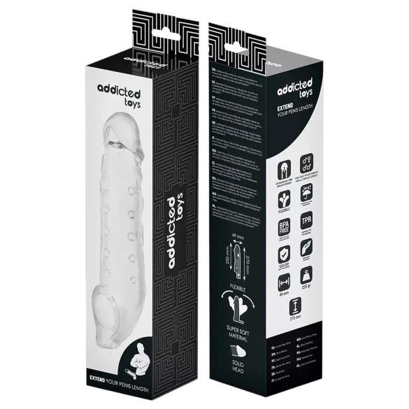 Addicted Toys - guaina per pene con anello per testicoli - 23cm trasparente