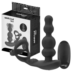   Addicted Toys - vibratore anale rotante con anello pene - nero