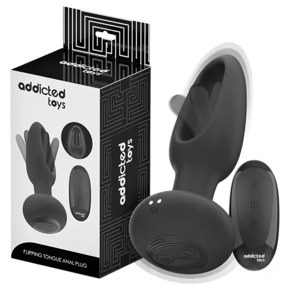 Addicted Toys - vibratore anale con lingua rotante - nero