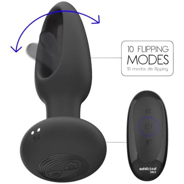 Addicted Toys - vibratore anale con lingua rotante - nero