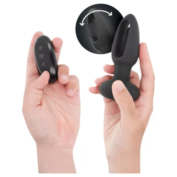 Addicted Toys - vibratore anale con lingua rotante - nero