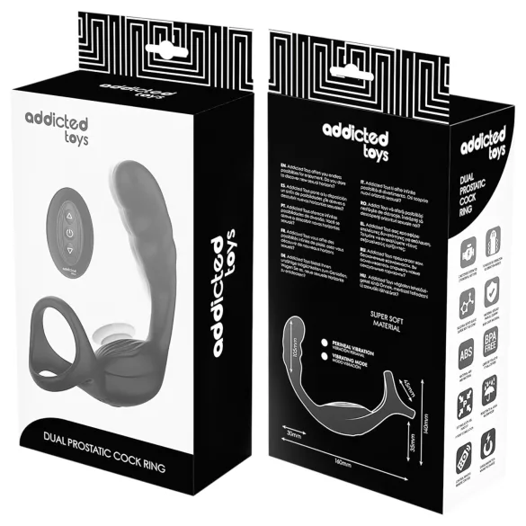 Addicted Toys - vibratore anale con anello pene e testicoli - nero