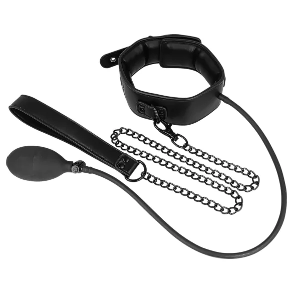 Feticismo - collare gonfiabile con guinzaglio (nero)