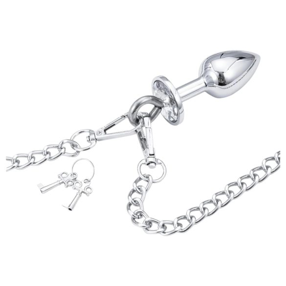 LateToBed - set bondage con manette e plug anale - metallo argento