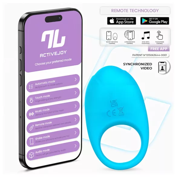 INTOYOU Ringo - anello fallico vibrante intelligente con app (blu)