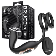  IntoYou Bruce - vibratore prostatico rotante con telecomando e doppio anello (nero)