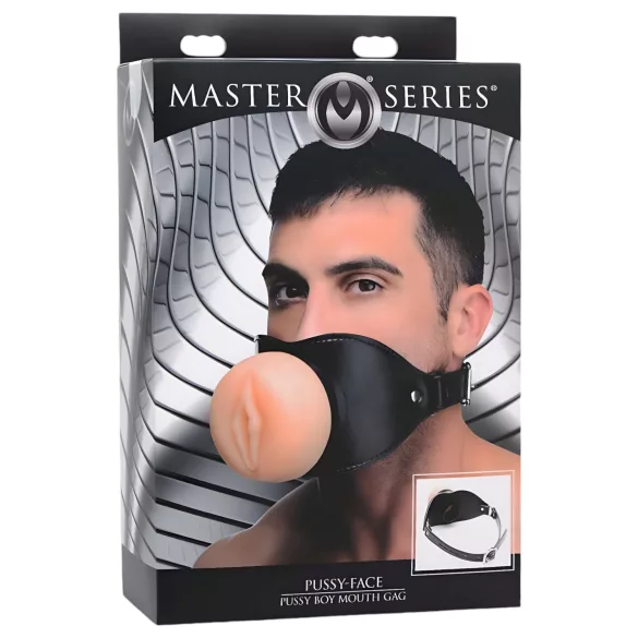 Master Series - bavaglio bocca - forma vagina - silicone naturale