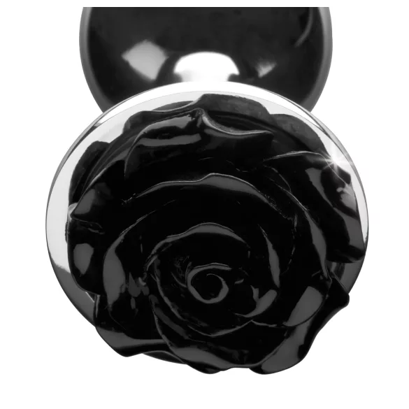 Booty Sparks Black Rose - plug anale in alluminio (argento-nero)