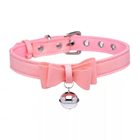 Master Series Golden Kitty - collare con campanello e fiocco - rosa