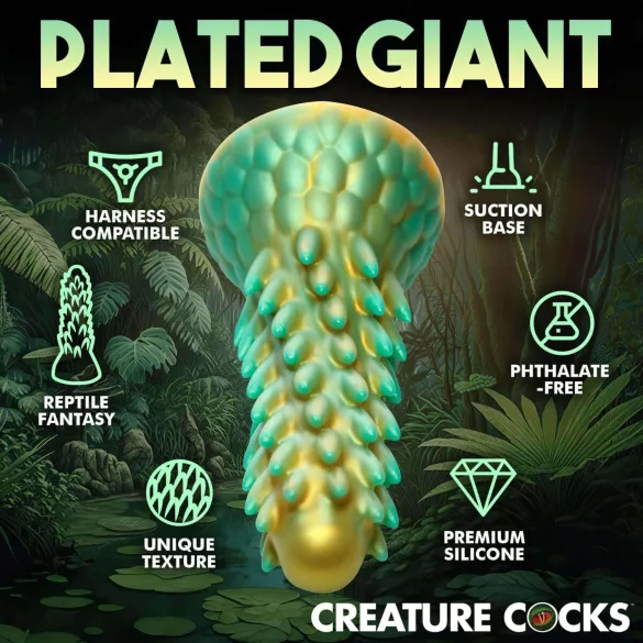 Creature Cocks Stegosaurus - dildo realistico - 20 cm - silicone verde