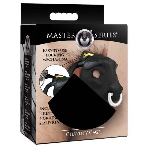 Master Series Bull - gabbia per pene con testa di toro (nera)