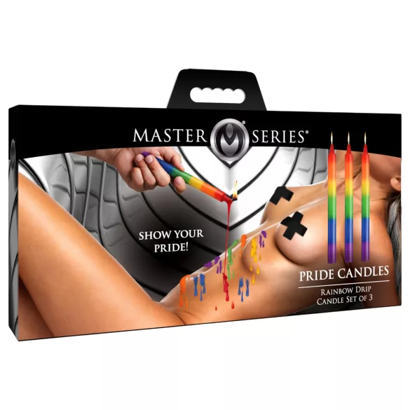 XR Brands - candela per il corpo BDSM - arcobaleno (3 pz)