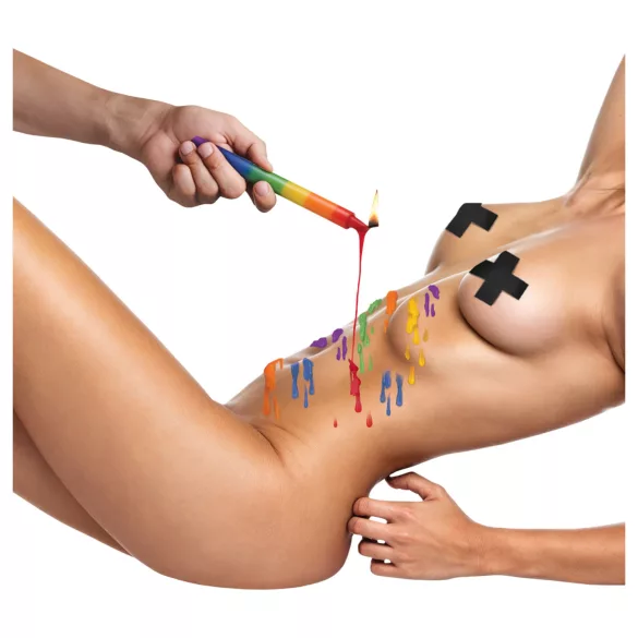 XR Brands - candela per il corpo BDSM - arcobaleno (3 pz)