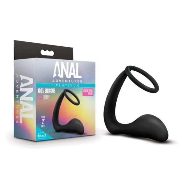 Avventure Anali Platinum - Dildo anale con anello fallico (nero)