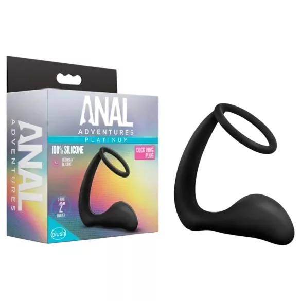 Anal Adventures Platinum - dildo anale con anello fallico - nero