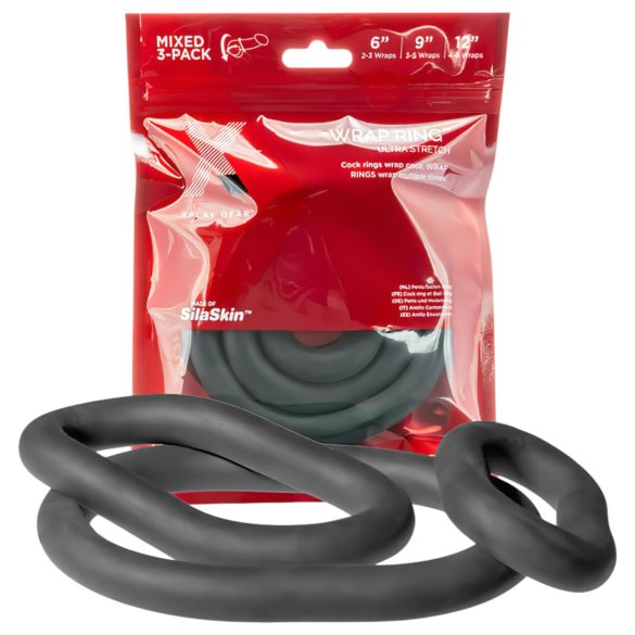 Perfect Fit Ultra Wrap - Set di Anelli Penieni Extra Spessi - Nero (3 pezzi)
