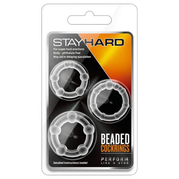Stay Hard - set di anelli fallici variegati - 3 pz (trasparente)
