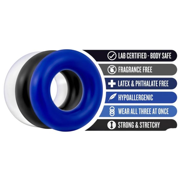 Stay Hard - Set di Anelli Fallici - 3 pezzi (colorati)