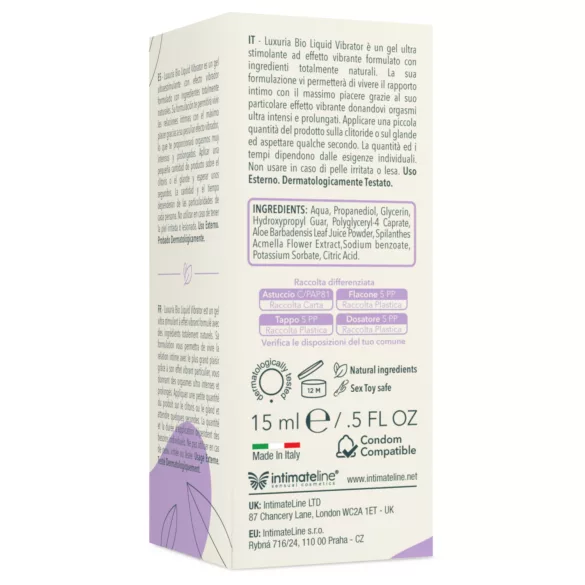 Intimateline Luxuria BIO - gel vibratore liquido per donne (15 ml)