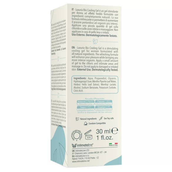 Intimateline Luxuria BIO - gel stimolante rinfrescante per donne (30 ml)