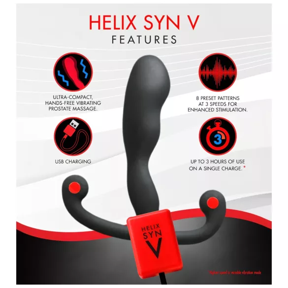 Aneros Helix Syn V - vibratore prostatico ricaricabile (nero) - 12,7 cm