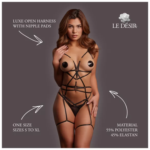 Le Désir Luxe - set di imbracatura per il corpo aperta (nero)