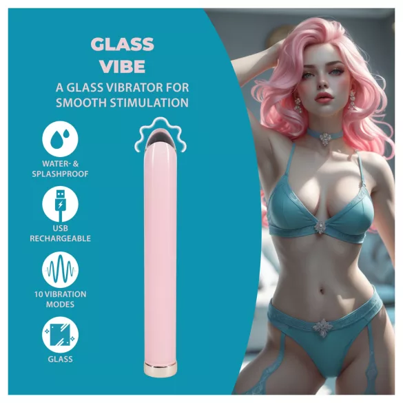 Loveline - vibratore dritto in vetro (rosa)