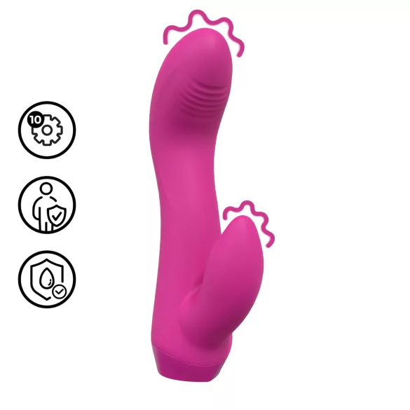 Loveline - mini vibratore curvo con coniglietto (rosa)