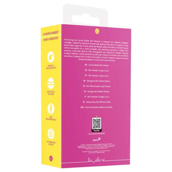 Loveline - mini vibratore curvo con coniglietto (rosa)