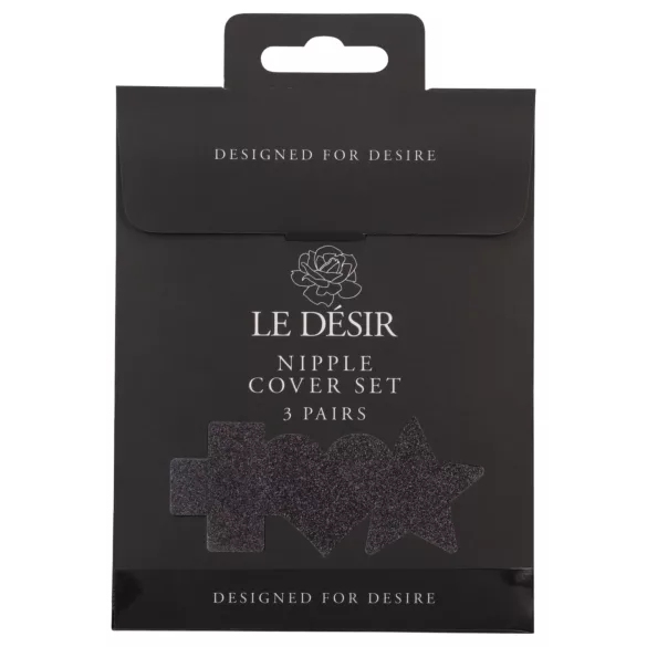 Le Désir - set di copri-capezzoli adesivi - 3 paia (nero)