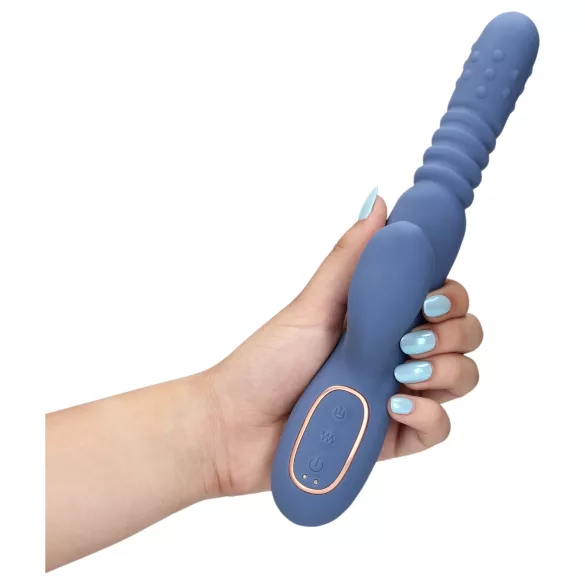 Loveline - vibratore riscaldante con spinta - silicone blu