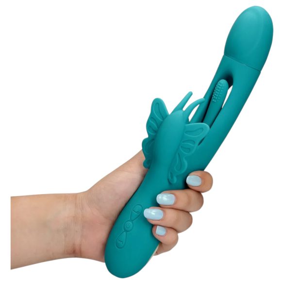 Loveline - vibratore clitorideo farfalla con lingua - silicone turchese