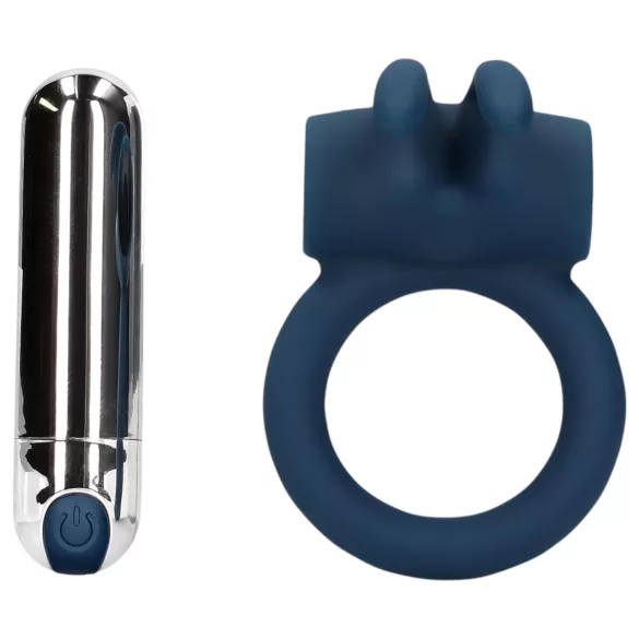 Loveline - anello fallico vibrante con coniglietto - silicone blu
