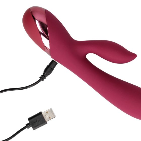 Vibratore flessibile Loveline con stimolatore clitorideo e batteria ricaricabile (bordeaux)