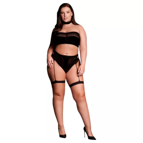 Le Désir Plus Size - set lingerie 3 pezzi - nero - XL-4XL