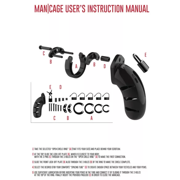 ManCage - Gabbia per pene Model 13 (nera) - 6,5 cm