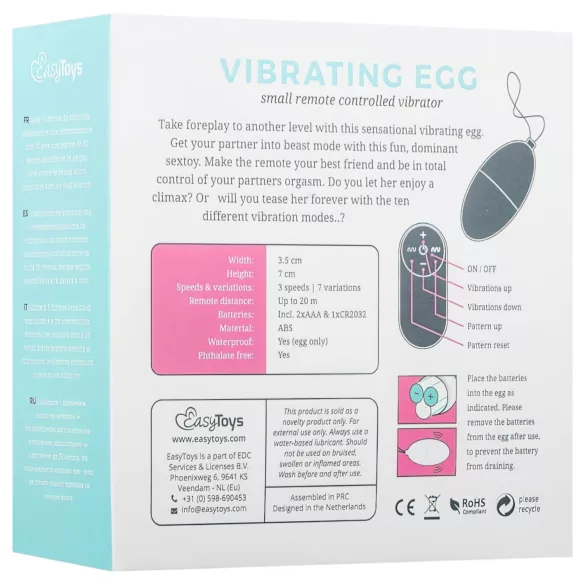 EasyToys - ovetto vibrante indossabile a 7 modalità con telecomando (rosa)